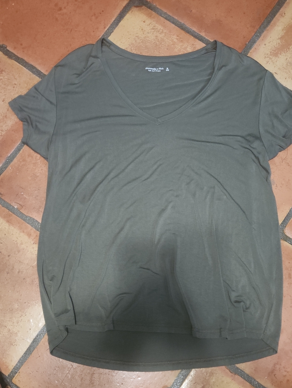 Abercrombie & Fitch Olive V-Neck Short Sleeve Tee